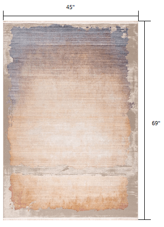 4' X 6' Beige and Blue Abstract Power Loom Area Rug - Homeroots