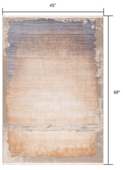 4' X 6' Beige and Blue Abstract Power Loom Area Rug - Homeroots
