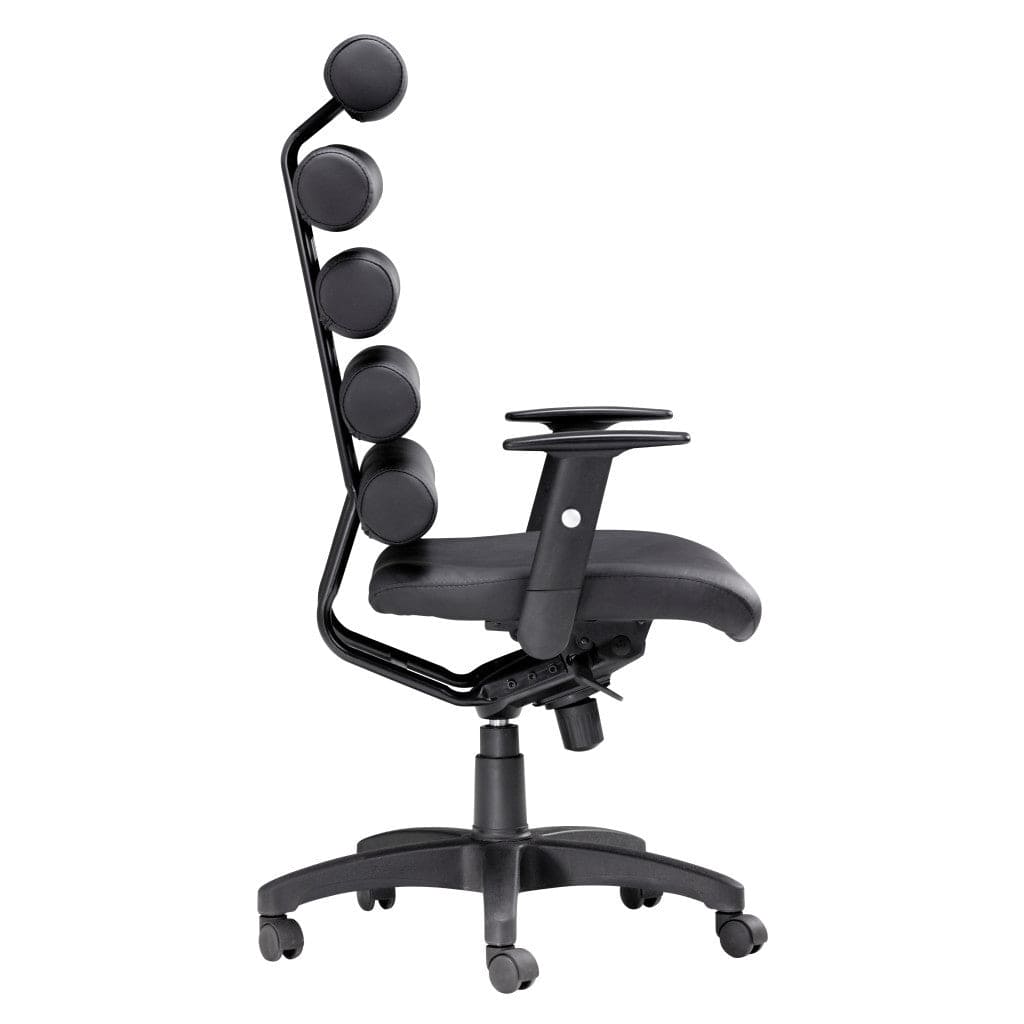 Black Adjustable Swivel Faux Leather Rolling Executive Office Chair - Homeroots