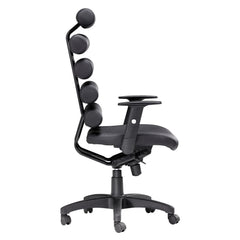 Black Adjustable Swivel Faux Leather Rolling Executive Office Chair - Homeroots