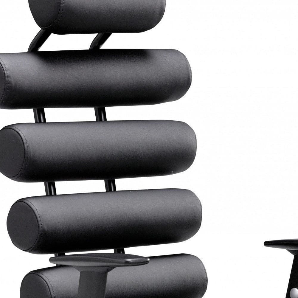 Black Adjustable Swivel Faux Leather Rolling Executive Office Chair - Homeroots