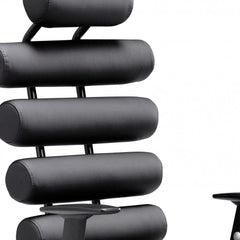 Black Adjustable Swivel Faux Leather Rolling Executive Office Chair - Homeroots