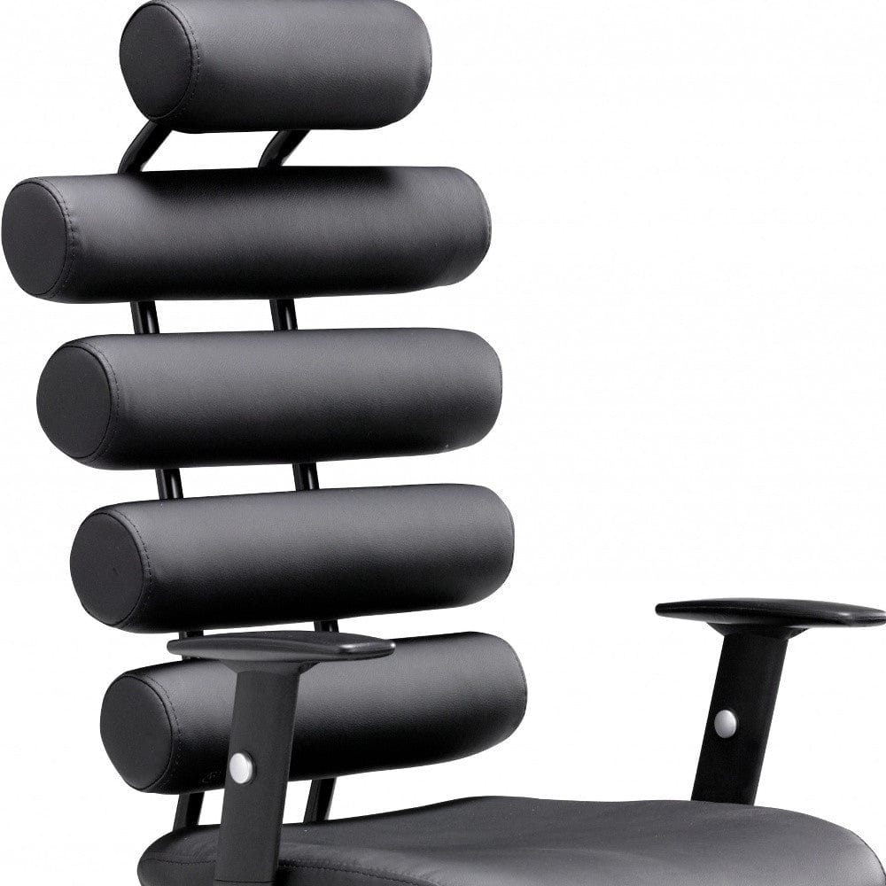 Black Adjustable Swivel Faux Leather Rolling Executive Office Chair - Homeroots