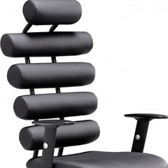 Black Adjustable Swivel Faux Leather Rolling Executive Office Chair - Homeroots
