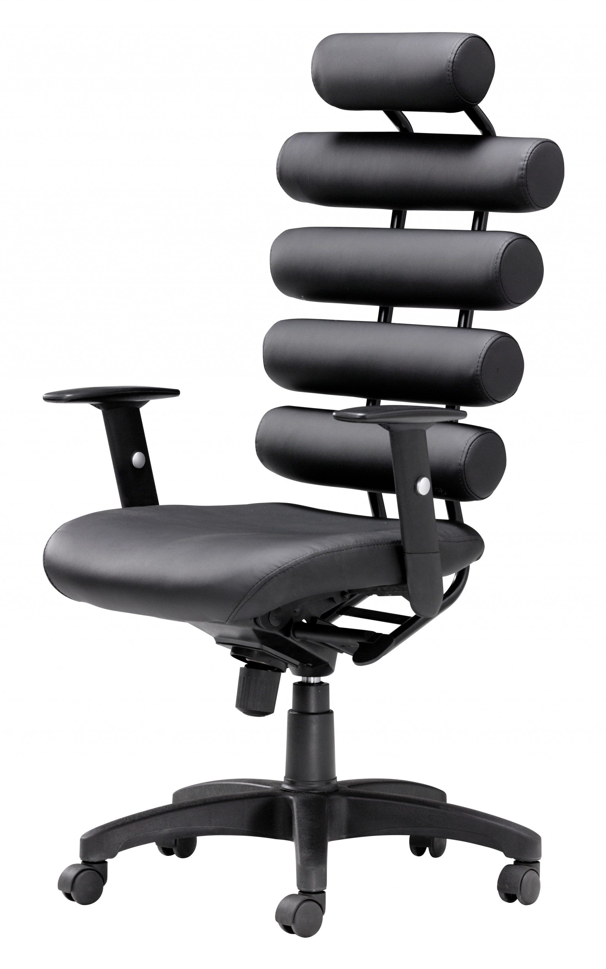 Black Adjustable Swivel Faux Leather Rolling Executive Office Chair - Homeroots