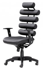 Black Adjustable Swivel Faux Leather Rolling Executive Office Chair - Homeroots