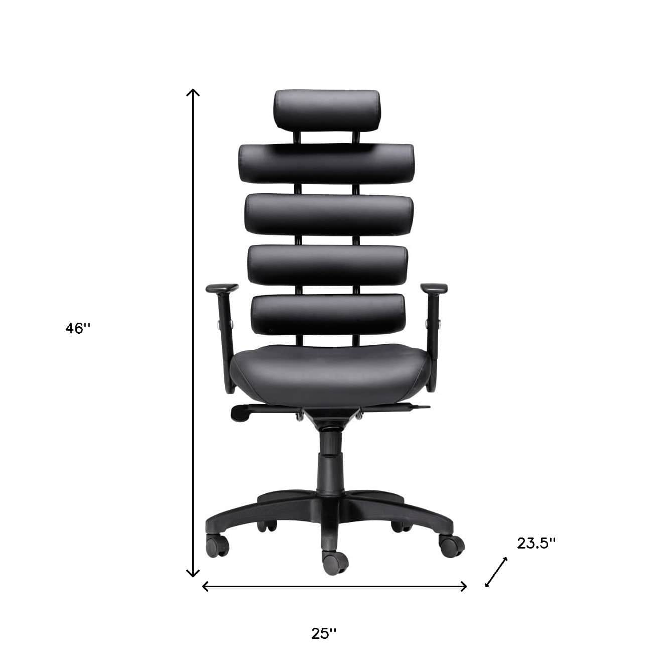 Black Adjustable Swivel Faux Leather Rolling Executive Office Chair - Homeroots