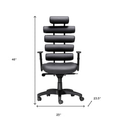 Black Adjustable Swivel Faux Leather Rolling Executive Office Chair - Homeroots
