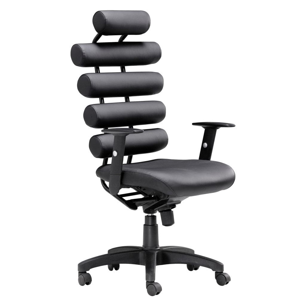 Black Adjustable Swivel Faux Leather Rolling Executive Office Chair - Homeroots