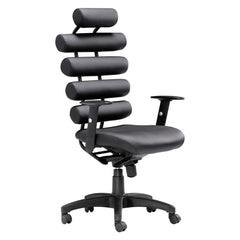 Black Adjustable Swivel Faux Leather Rolling Executive Office Chair - Homeroots
