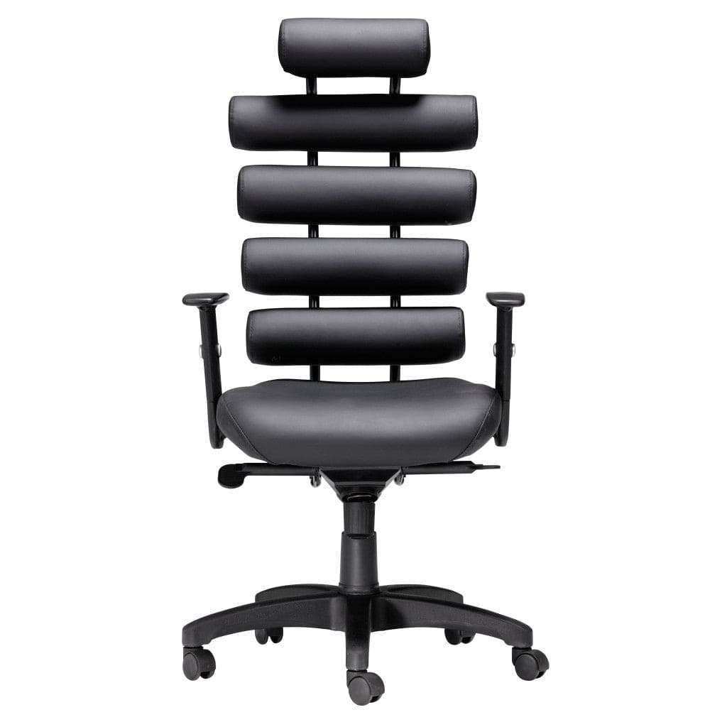 Black Adjustable Swivel Faux Leather Rolling Executive Office Chair - Homeroots