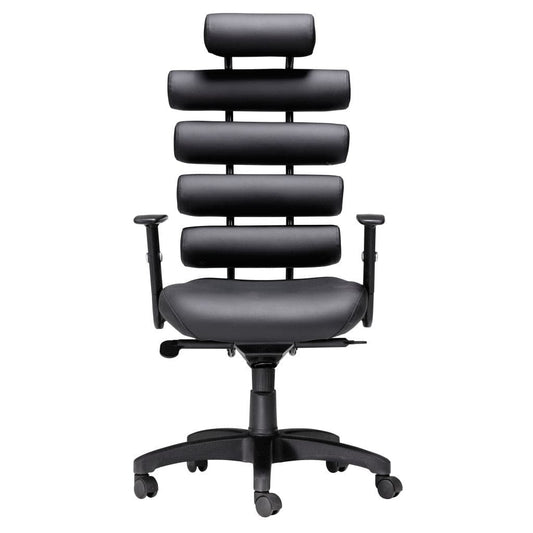 Black Adjustable Swivel Faux Leather Rolling Executive Office Chair - Homeroots