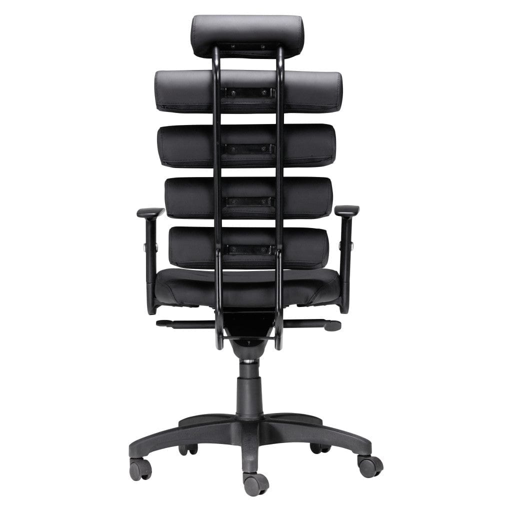 Black Adjustable Swivel Faux Leather Rolling Executive Office Chair - Homeroots