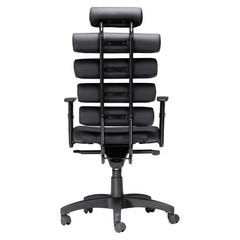 Black Adjustable Swivel Faux Leather Rolling Executive Office Chair - Homeroots