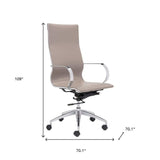 Taupe and Silver Adjustable Swivel Faux Leather Rolling Conference Office Chair - Homeroots - Flyclothing LLC