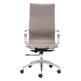 Taupe and Silver Adjustable Swivel Faux Leather Rolling Conference Office Chair - Homeroots
