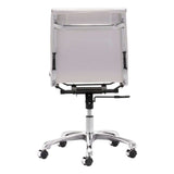 White and Silver Adjustable Swivel Faux Leather Rolling Executive Office Chair - Homeroots - Flyclothing LLC