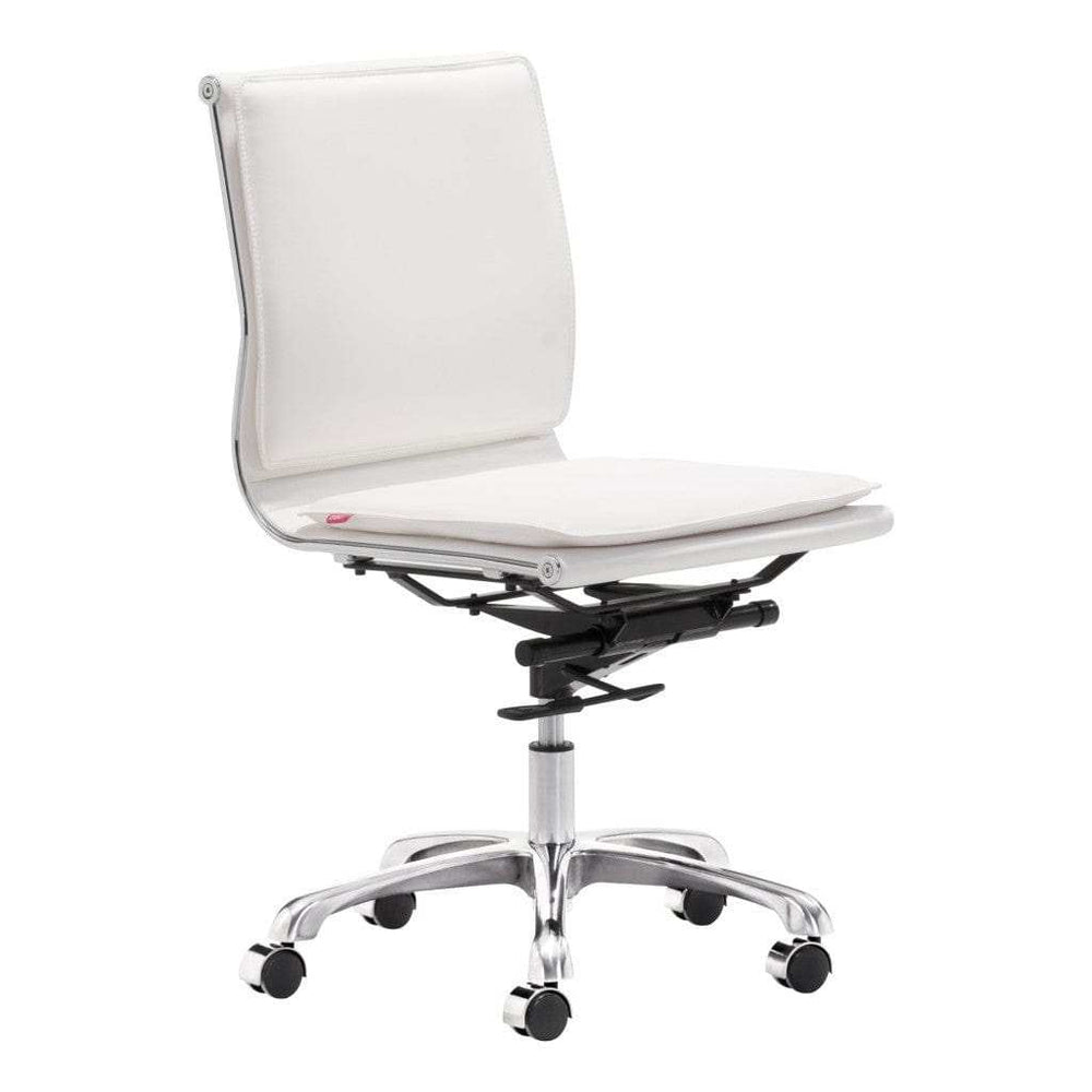 White and Silver Adjustable Swivel Faux Leather Rolling Executive Office Chair - Homeroots - Flyclothing LLC