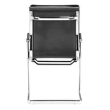Set Of Two Black Faux Leather Seat Adjustable Conference Chair Metal Back Steel Frame - Homeroots