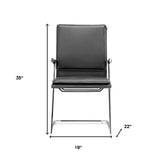 Set Of Two Black Faux Leather Seat Adjustable Conference Chair Metal Back Steel Frame - Homeroots - Flyclothing LLC