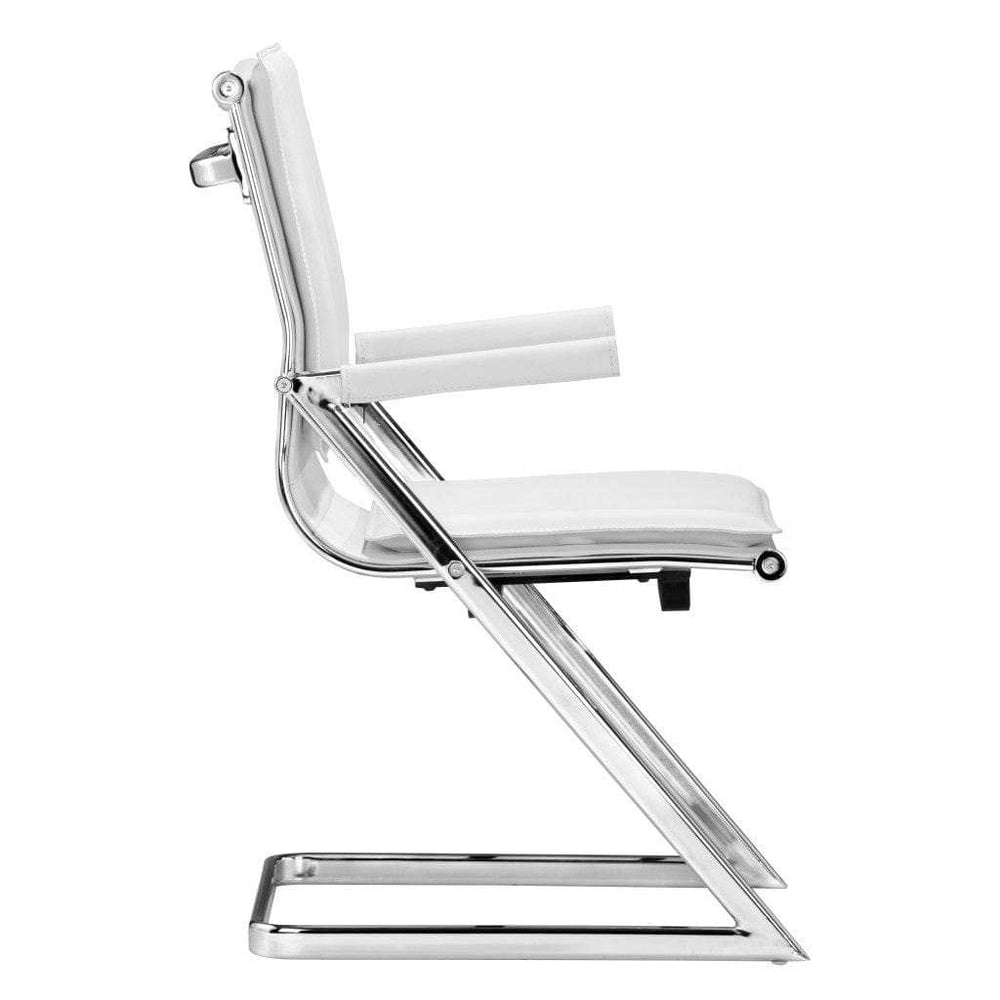 Set of Two White and Silver Faux Leather Conference Office Chair - Homeroots - Flyclothing LLC
