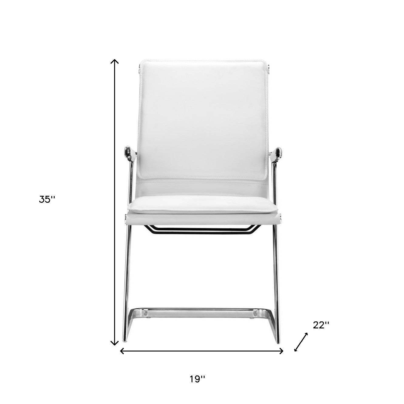 Set of Two White and Silver Faux Leather Conference Office Chair - Homeroots - Flyclothing LLC