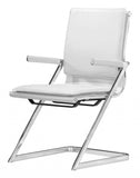 Set of Two White and Silver Faux Leather Conference Office Chair - Homeroots - Flyclothing LLC
