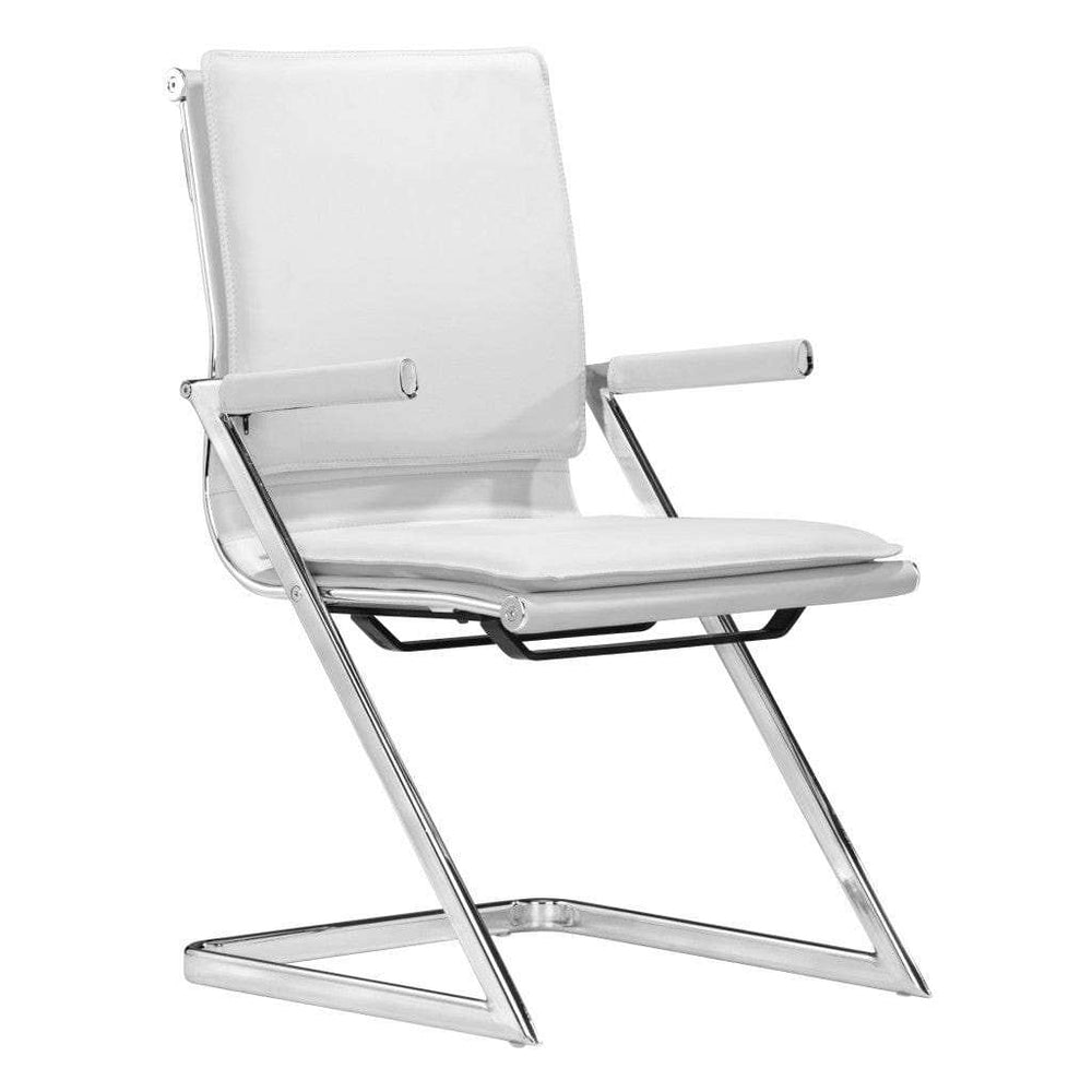 Set of Two White and Silver Faux Leather Conference Office Chair - Homeroots - Flyclothing LLC