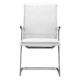Set of Two White and Silver Faux Leather Conference Office Chair - Homeroots - Flyclothing LLC