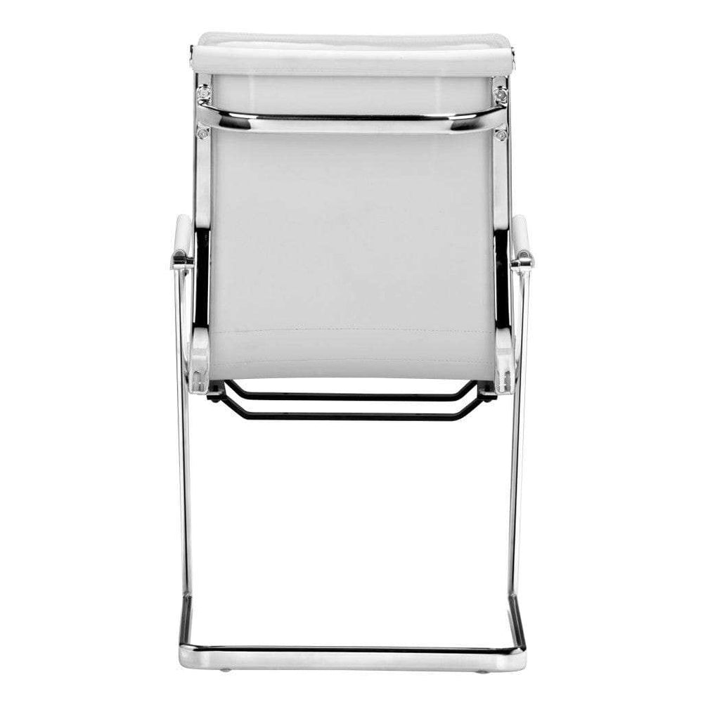 Set of Two White and Silver Faux Leather Conference Office Chair - Homeroots - Flyclothing LLC