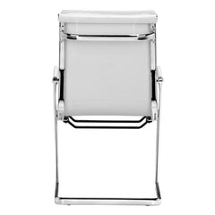 Set of Two White and Silver Faux Leather Conference Office Chair