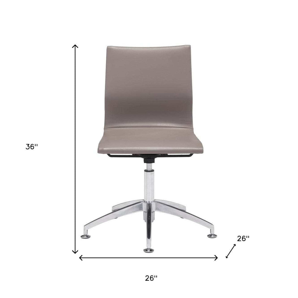 Taupe and Silver Swivel Faux Leather Conference Office Chair - Homeroots - Flyclothing LLC