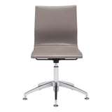 Taupe and Silver Swivel Faux Leather Conference Office Chair - Homeroots