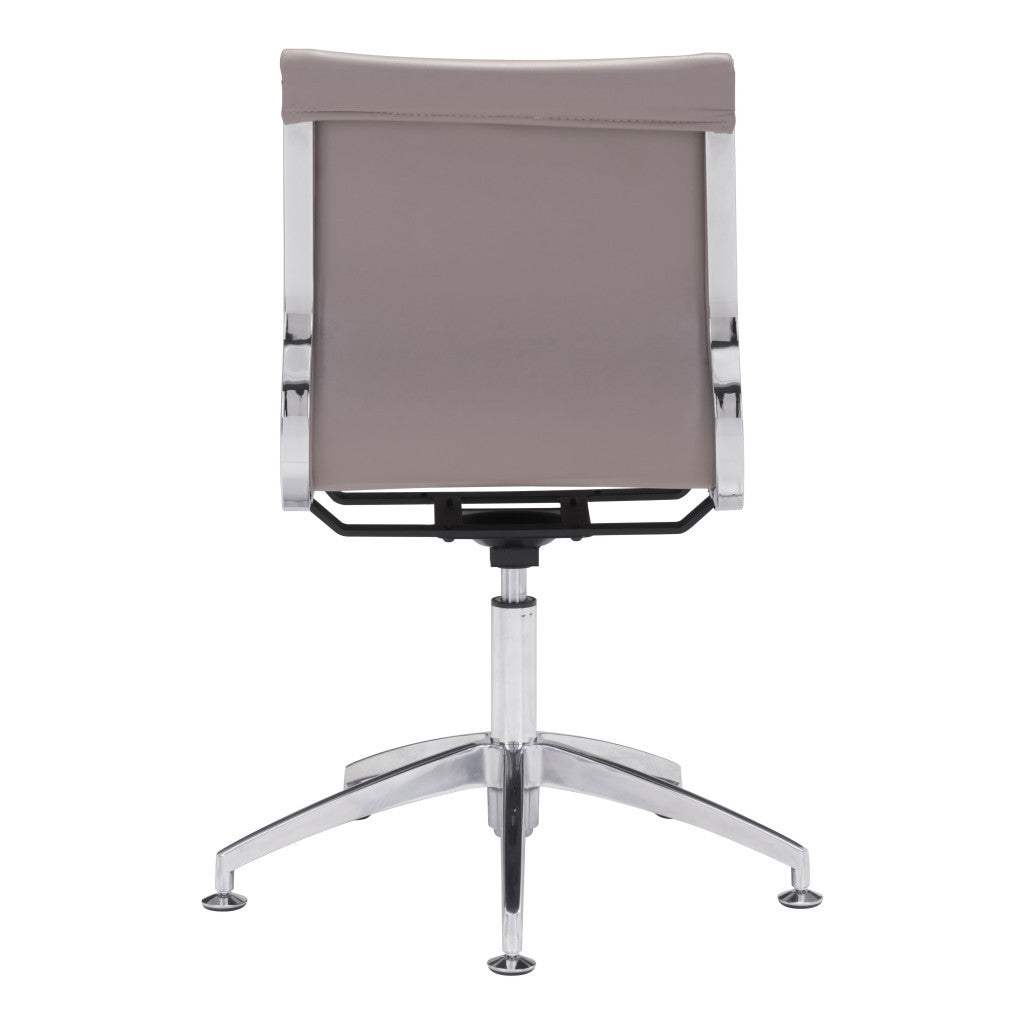 Taupe and Silver Swivel Faux Leather Conference Office Chair - Homeroots - Flyclothing LLC