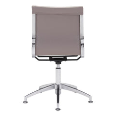 Taupe and Silver Swivel Faux Leather Conference Office Chair
