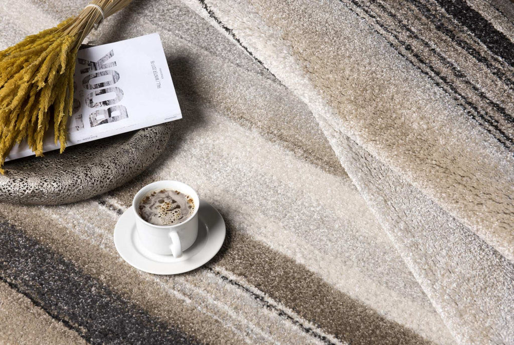 5' X 8' Cream and Tan Abstract Marble Area Rug - Homeroots - Flyclothing LLC