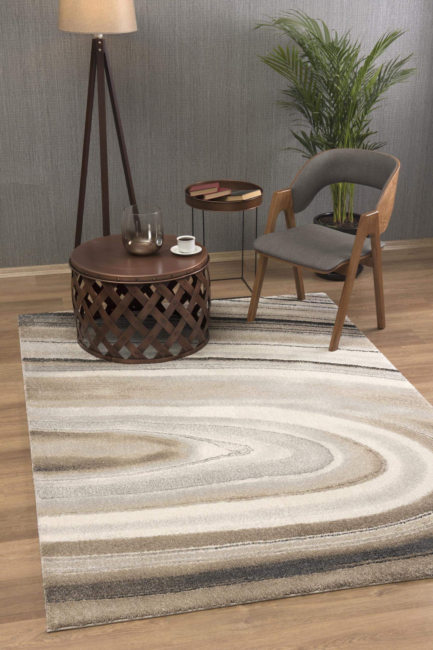 5' X 8' Cream and Tan Abstract Marble Area Rug - Homeroots - Flyclothing LLC