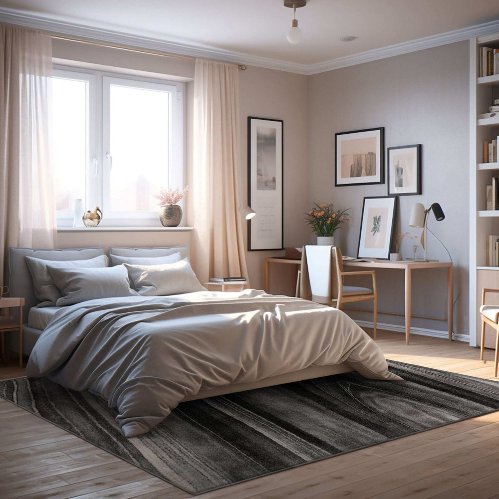 5' X 8' Dark Gray Abstract Illusional Area Rug - Homeroots - Flyclothing LLC