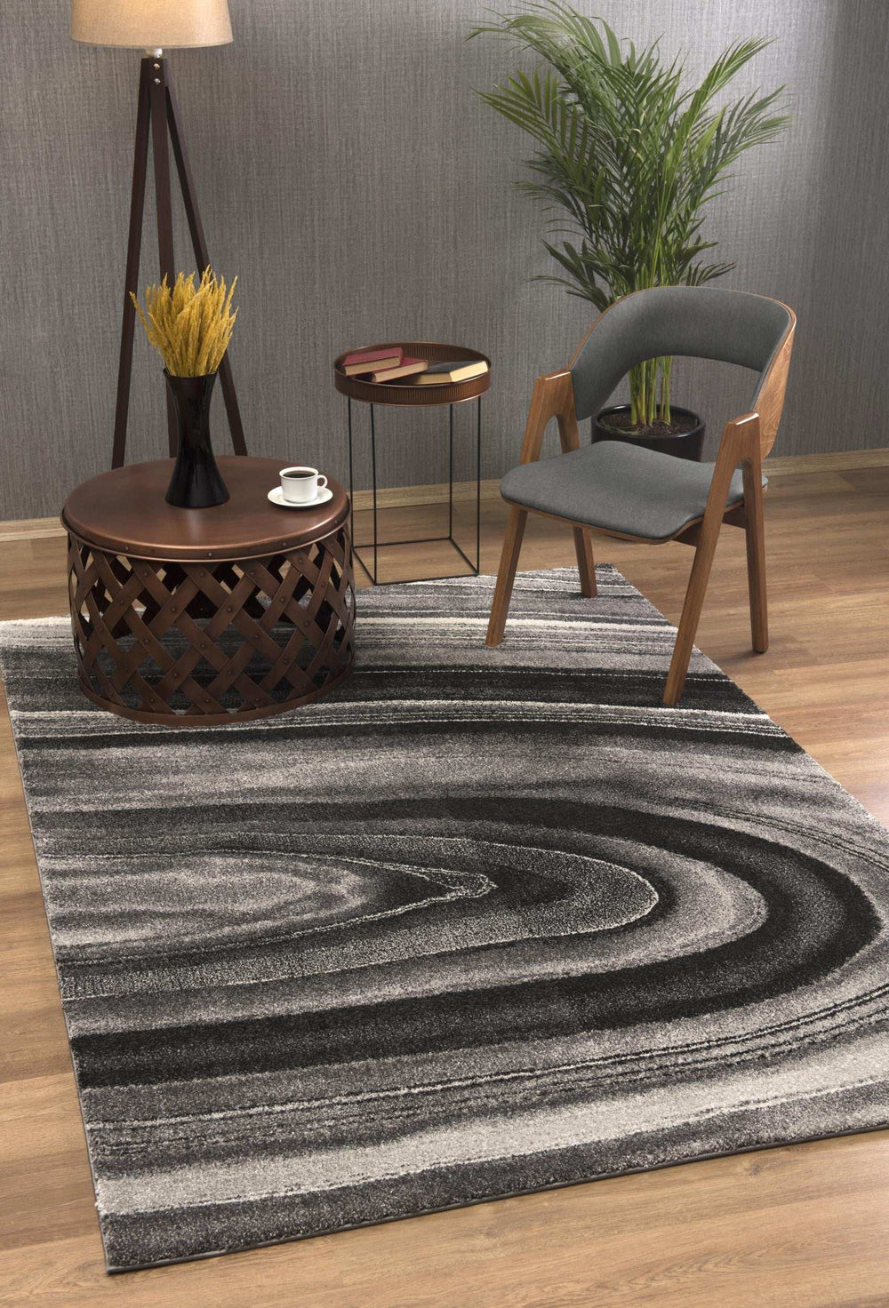 5' X 8' Dark Gray Abstract Illusional Area Rug - Homeroots - Flyclothing LLC
