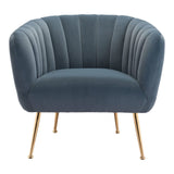 30" Gray And Gold Velvet Tufted Club Chair - Homeroots