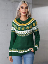 Angel Wings Geometric Round Neck Long Sleeve Sweater - Trendsi - Flyclothing LLC
