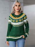 Angel Wings Geometric Round Neck Long Sleeve Sweater - Trendsi - Flyclothing LLC