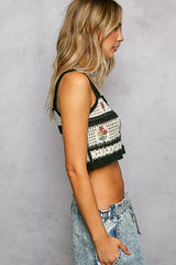 POL Floral Embroidered Cropped Crochet Cami with Scalloped Hem - Trendsi - Flyclothing LLC