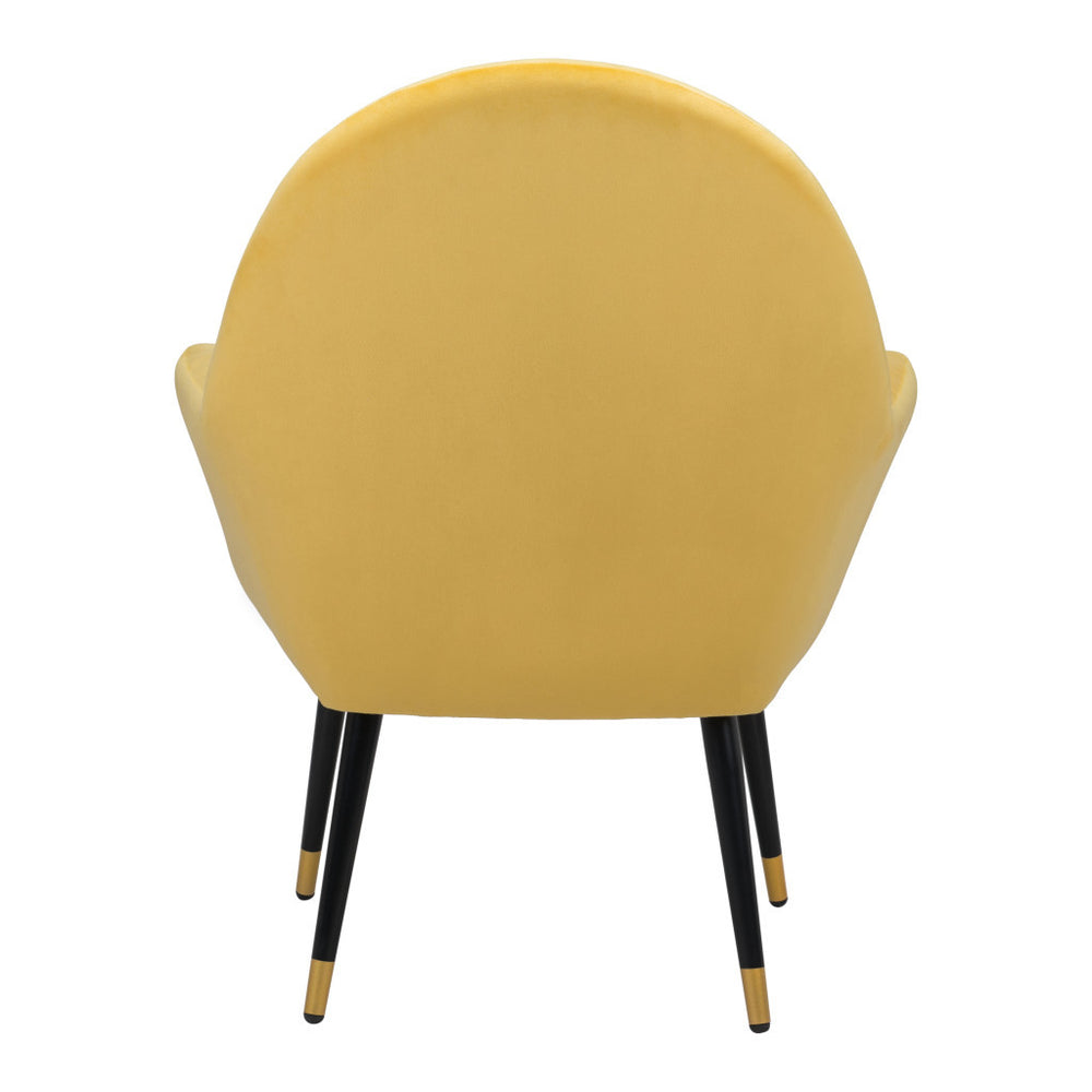 30" Yellow And Black and Gold Velvet Arm Chair - Homeroots - Flyclothing LLC