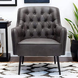 29" Black Faux Leather Tufted Arm Chair - Homeroots - Flyclothing LLC