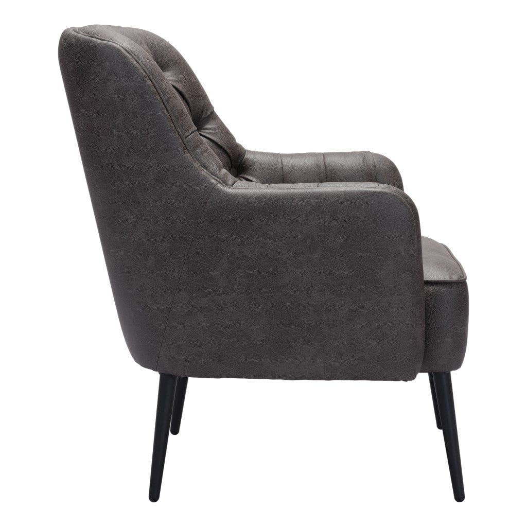 29" Black Faux Leather Tufted Arm Chair - Homeroots - Flyclothing LLC