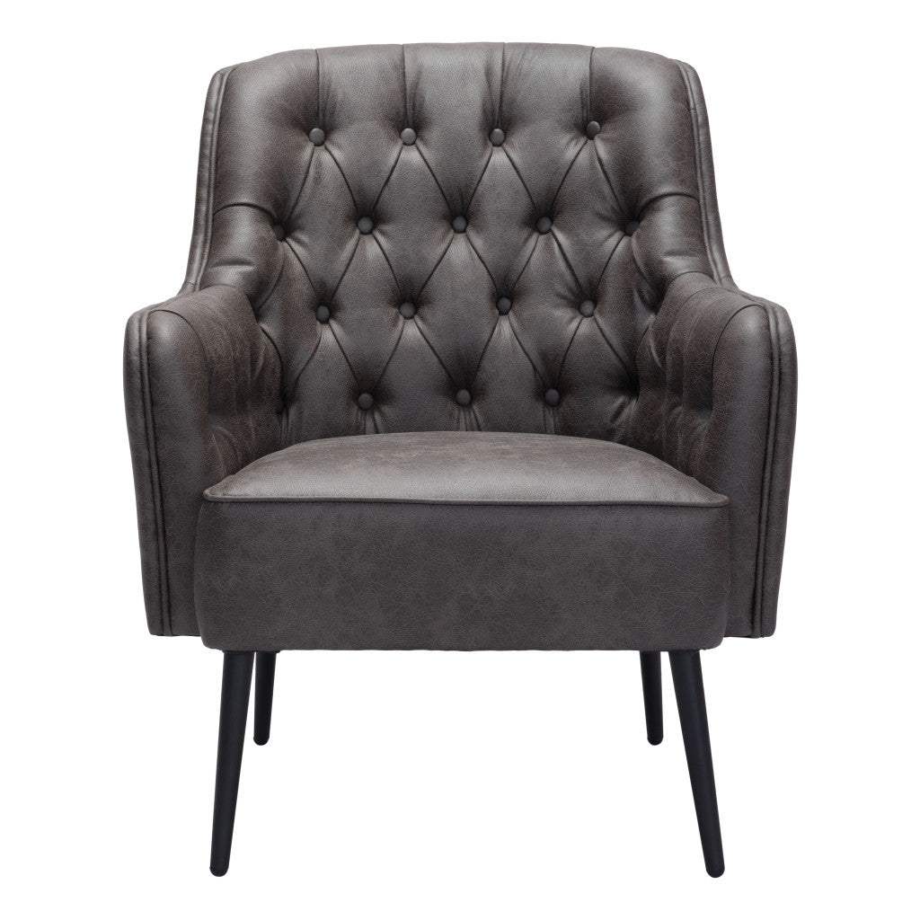 29" Black Faux Leather Tufted Arm Chair - Homeroots - Flyclothing LLC
