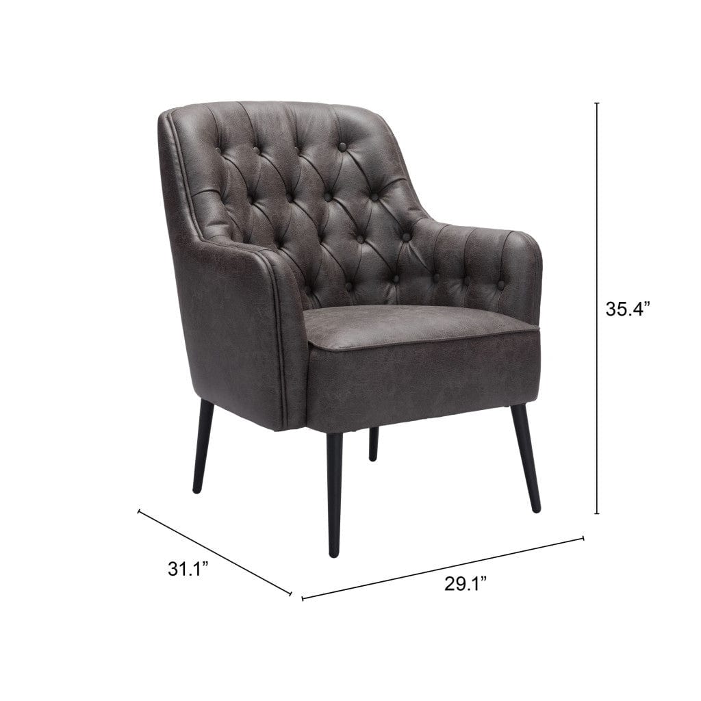 29" Black Faux Leather Tufted Arm Chair - Homeroots - Flyclothing LLC