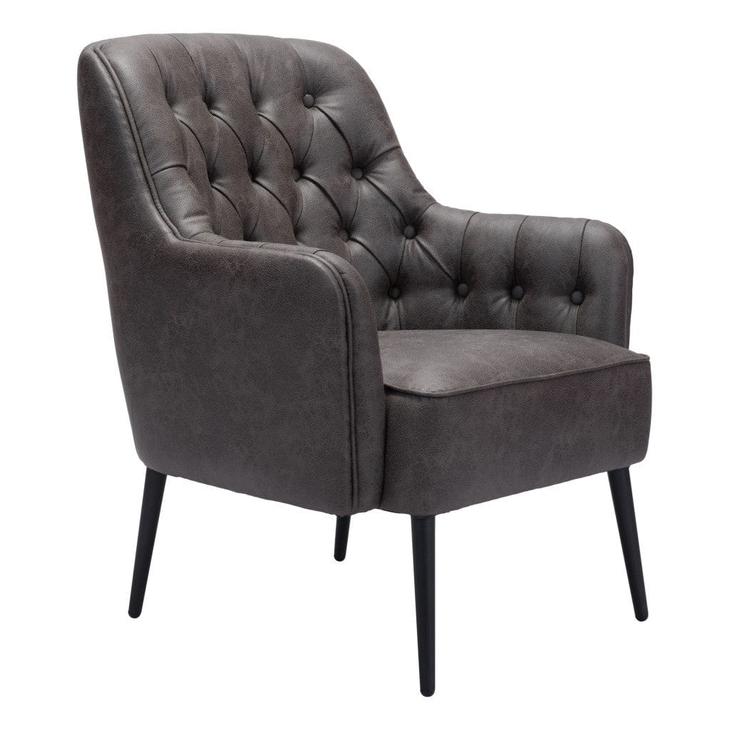 29" Black Faux Leather Tufted Arm Chair - Homeroots - Flyclothing LLC