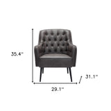 29" Black Faux Leather Tufted Arm Chair - Homeroots - Flyclothing LLC